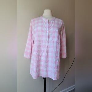 Joan Rivers Pink and White Plaid Top